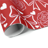 Hearts and Roses Personalizable Wrapping Paper Geschenkpapier (Rolleneckpunkt)