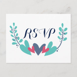 Hearts and Vines Wedding RSVP Postcard Einladungspostkarte