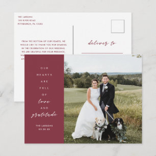 Hearts are Full Foto Wedding Danke Postcard Postkarte