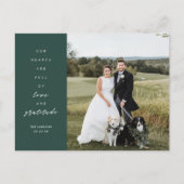 Hearts are Full Foto Wedding Danke Postcard Postkarte (Vorderseite)