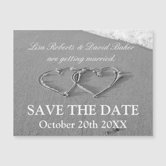 Hearts auf Beach Foto Magnet speichern Sie die Dat (Vorderseite)