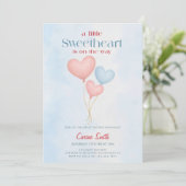 Hearts balloons  Baby Shower  Invitation Einladung (Stehend Vorderseite)