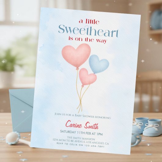 Hearts balloons  Baby Shower  Invitation Einladung