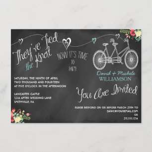 Hearts & Bicycle Chalkboard Post Hochzeit Einladun Einladung