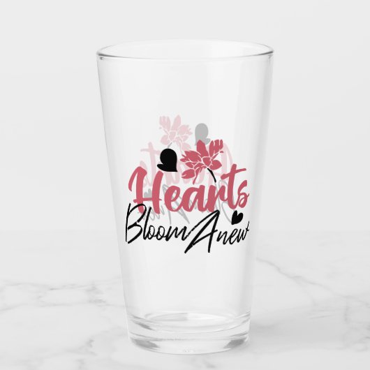Hearts Bloom new - inspirierendes Blumenzitat Glas (Vorderseite)