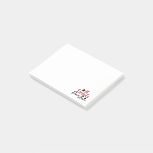 Hearts Bloom new - inspirierendes Blumenzitat Post-it Klebezettel (angewinkelt)