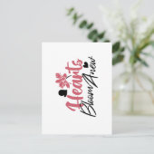 Hearts Bloom new - inspirierendes Blumenzitat Postkarte (Stehend Vorderseite)