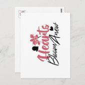 Hearts Bloom new - inspirierendes Blumenzitat Postkarte (Vorne/Hinten)