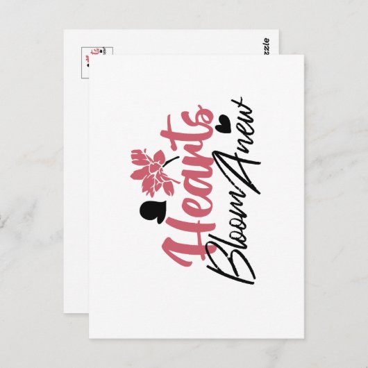 Hearts Bloom new - inspirierendes Blumenzitat Postkarte (Vorne/Hinten)