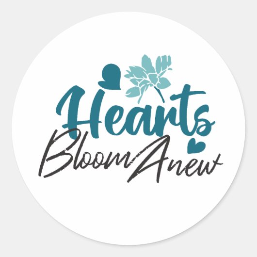 Hearts Bloom new - inspirierendes Blumenzitat Runder Aufkleber (Vorderseite)