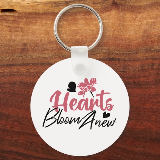 Hearts Bloom new - inspirierendes Blumenzitat Schlüsselanhänger (Vorderseite)