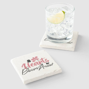 Hearts Bloom new - inspirierendes Blumenzitat Steinuntersetzer