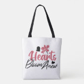 Hearts Bloom new - inspirierendes Blumenzitat Tasche (Rückseite)
