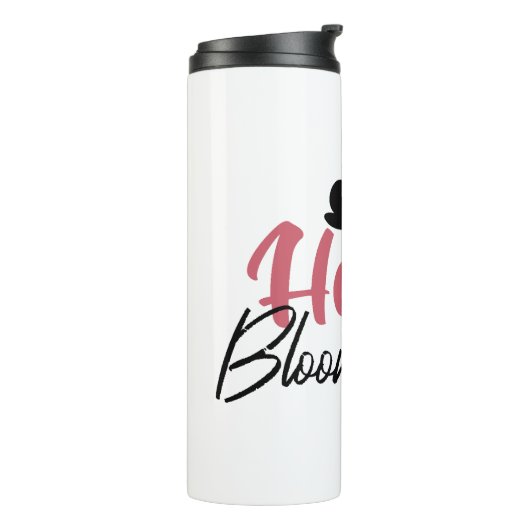 Hearts Bloom new - inspirierendes Blumenzitat Thermosbecher (Nach links gedreht)