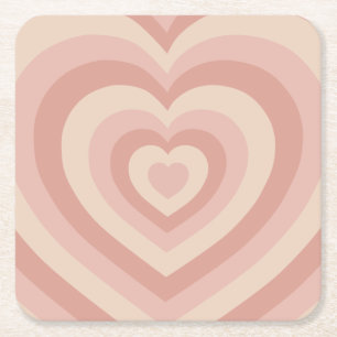 Hearts Blush Beige Rechteckiger Pappuntersetzer
