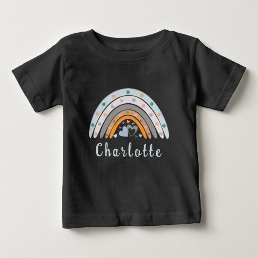 Hearts Boho Rainbow mit Personalisiertem Namen Baby T-shirt (Vorderseite)