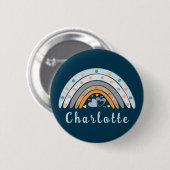 Hearts Boho Rainbow mit Personalisiertem Namen Button (Vorne & Hinten)