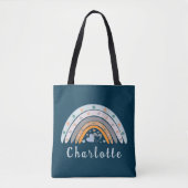 Hearts Boho Rainbow mit Personalisiertem Namen Tasche (Vorderseite)
