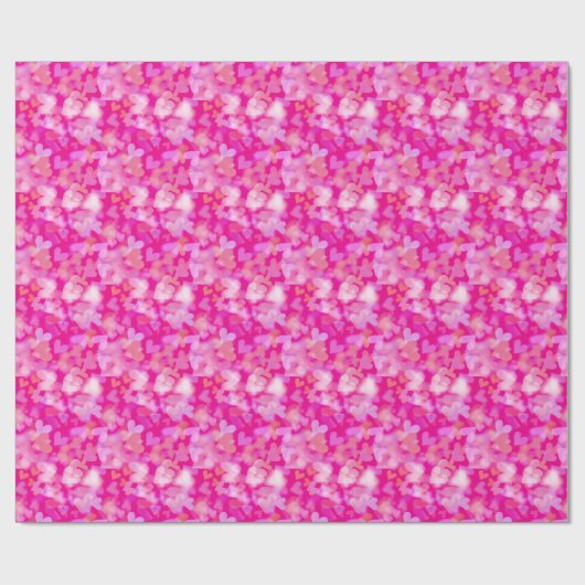 Hearts Bokeh Pattern Pink Geschenkpapier (Flach)