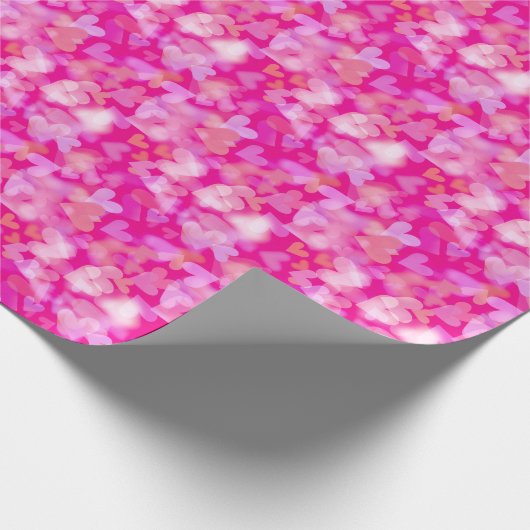 Hearts Bokeh Pattern Pink Geschenkpapier (Ecke)