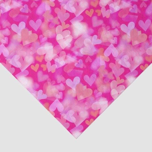 Hearts Bokeh Pattern Pink Seidenpapier (Detail)