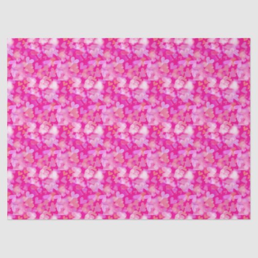 Hearts Bokeh Pattern Pink Seidenpapier (Vorderseite)