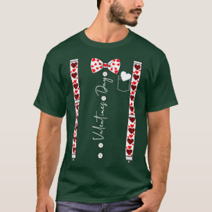 Hearts Bow Krawatte Suspenders Valentinstag T-Shirt