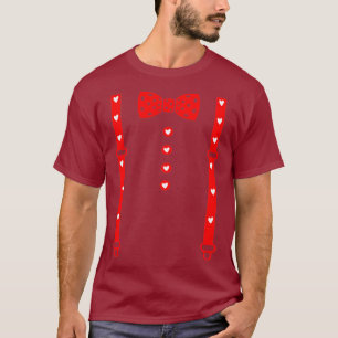 Hearts Bow Krawatte Suspenders Valentinstag T-Shirt