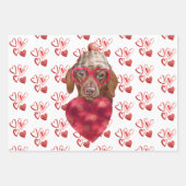 Hearts Brown Dackel Dog Lover Valentines Geschenk Geschenkpapier Set (Vorderseite)