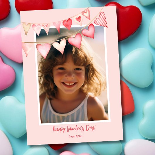 Hearts bunting Valentine's Day Foto Feiertagskarte