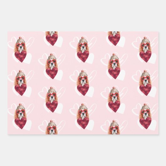 Hearts Cavalier Spaniel Dog Lover Valentines Gift Geschenkpapier Set (Vorderseite 2)