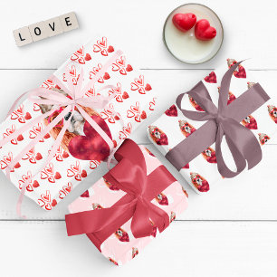 Hearts Cavalier Spaniel Dog Lover Valentines Gift Geschenkpapier Set