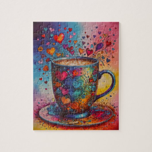 Hearts Coffee Tasse Puzzle (Vertikal)