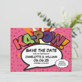 Hearts Confetti Modernes Comic Hochzeit speichern  Save The Date (Stehend Vorderseite)