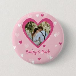 Hearts Couple Custom Foto Valentine Wedding Button