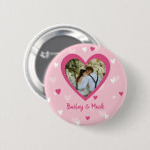 Hearts Couple Custom Foto Valentine Wedding Button (Vorne & Hinten)