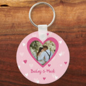 Hearts Couple Custom Foto Valentine Wedding Schlüsselanhänger (Vorderseite)