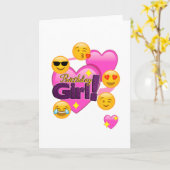Hearts & Emojis Birthday Girl Karte (Gelbe Blume)