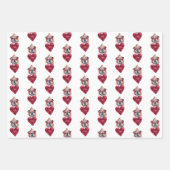 Hearts English Bulldog Hund Lover Valentines Gesch Geschenkpapier Set (Vorderseite 3)