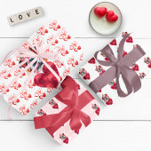Hearts English Bulldog Hund Lover Valentines Gesch Geschenkpapier Set