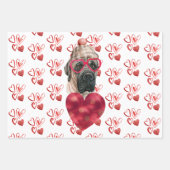 Hearts English Mastiff Dog Lover Valentines Gift Geschenkpapier Set (Vorderseite)