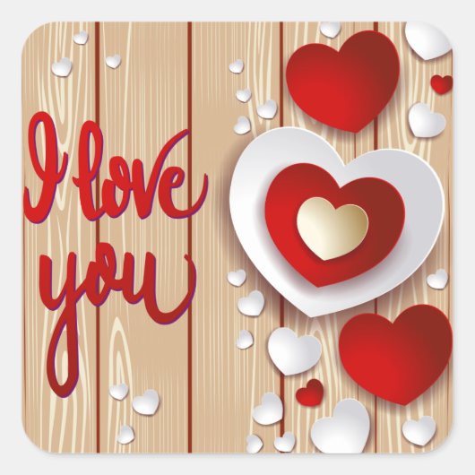 Hearts Fantasy Quadratischer Aufkleber (Vorderseite)