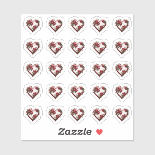 Hearts Floral Wedding Blume Sticker (Blatt)