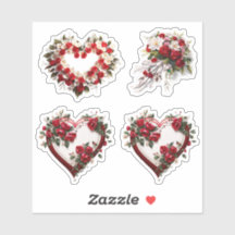 Hearts Floral Wedding Blumen Vinyl Stickers