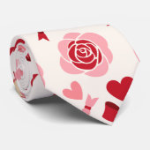 Hearts, Flower and Bows Valentine  Krawatte (Gerollt)