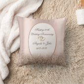 Hearts Frame Rose Gold Glitzer 50 Jahre alt Kissen (Decke)