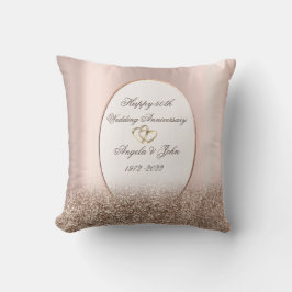 Hearts Frame Rose Gold Glitzer 50 Jahre alt Kissen