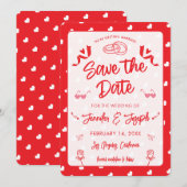 Hearts Frohen Valentinstag Modernes Liebesmuster Einladung (Vorne/Hinten)