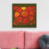 'Hearts Full of Love'-Panel (Rustics)(Orange) Leinwanddruck (Insitu (Wohnzimmer))