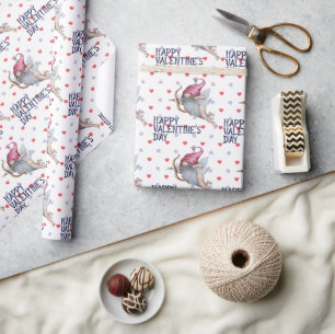 Hearts Funny Valentine Cupid Gnome Muster Geschenkpapier